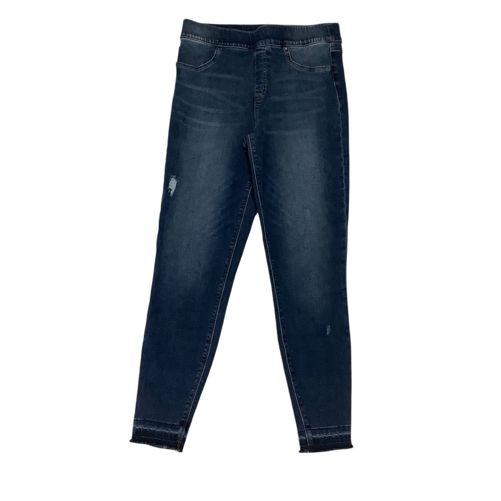 Spanx Distressed Skinny Jeans Sz Large Dark Wash